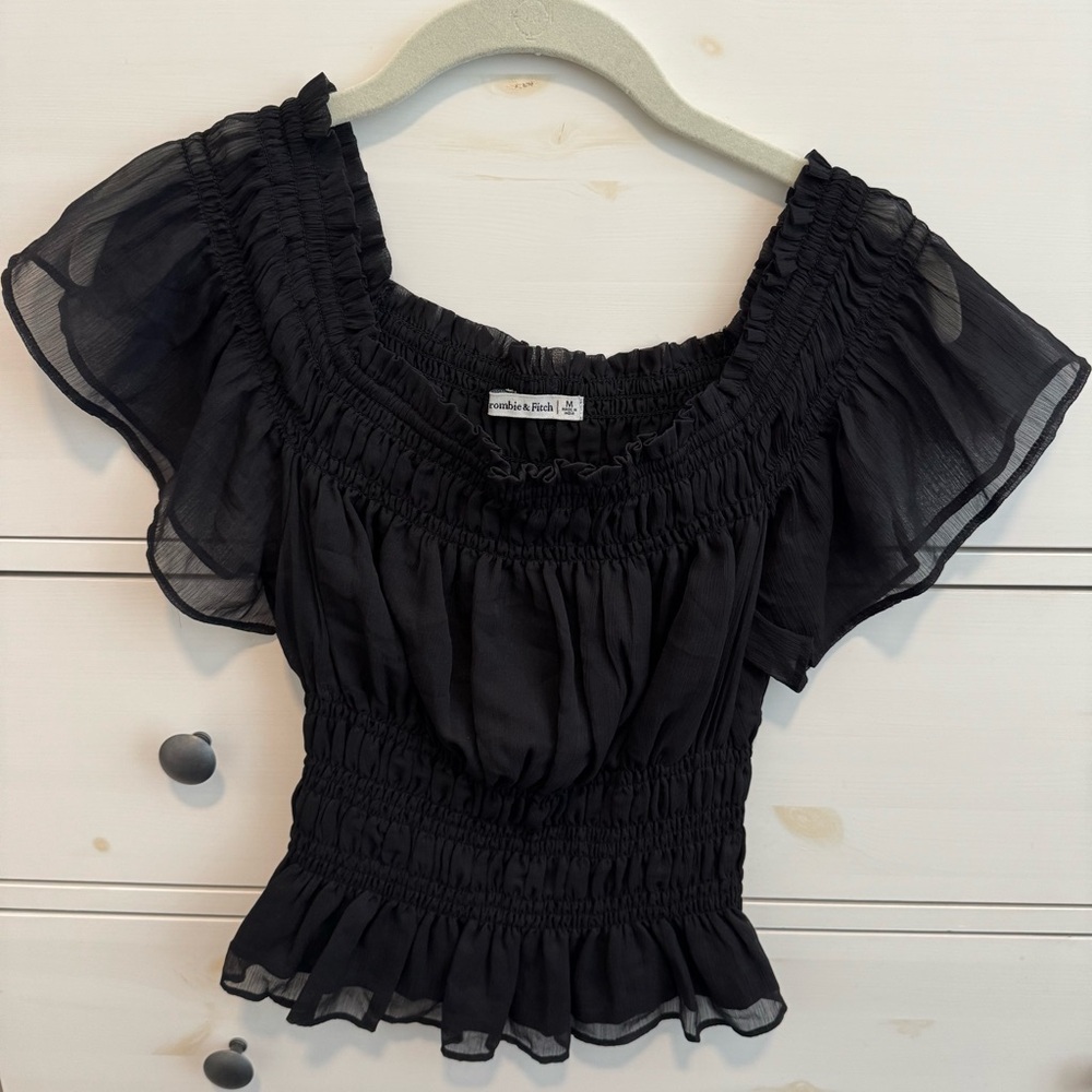 Abercrombie Black Smocked Top
